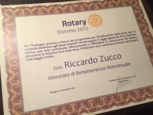 Attestato Distrettuale a Riccardo Zucco